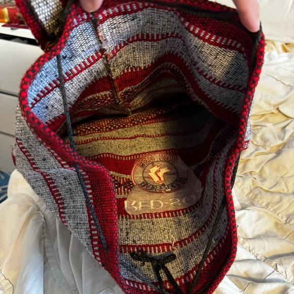 MLB Boston Red Sox Sports Fan Mexican Baja Woven Backpack Red Navy & White - Picture 5 of 5